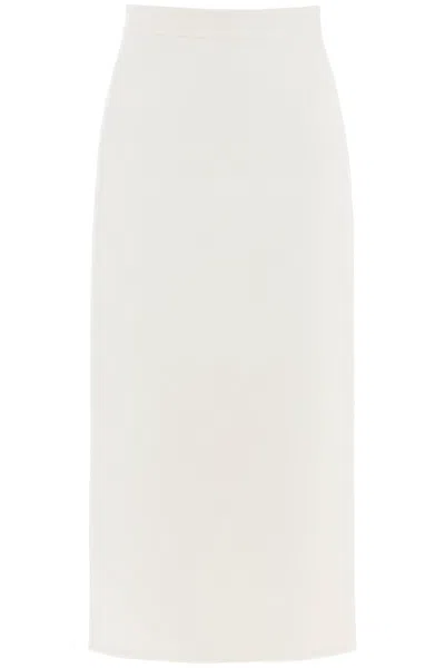 Valentino Compact Drap Midi Skirt In White