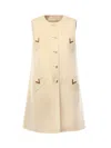 Valentino V-logo Wool-cashmere Button-front Vest Dress In Neutral