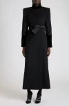 Valentino Compact Drape Virgin Wool & Cashmere Coat In Black