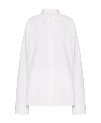 Valentino Compact Popeline Cotton Shirt In Optic White