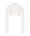 Valentino Compact Popeline Cropped Shirt In White