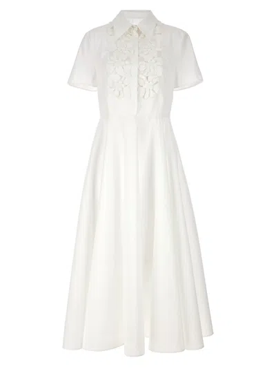 VALENTINO COMPACT POPELINE DRESSES WHITE