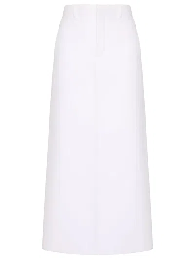 Valentino Cotton Midi Skirt In White