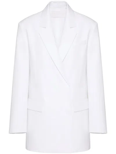 Valentino Single Breast Cotton Jacket In White