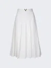 Valentino Iconographe Silk Pleated Midi Skirt In White