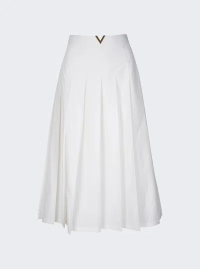 Valentino Iconographe Silk Pleated Midi Skirt In White