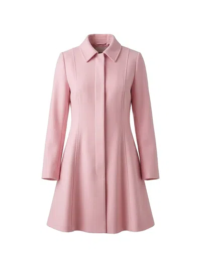 Valentino Concealed-fastening Flared-skirt Coat In Pink