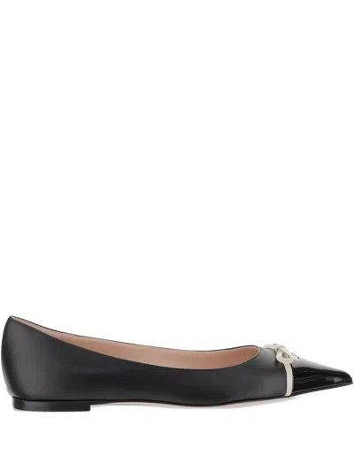 Valentino Garavani Contrast-bow Ballet Flats In Black