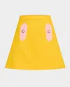 Valentino Contrast Seamed Short Wool Skirt In Pale Rose