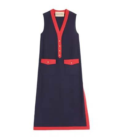 VALENTINO CONTRAST-TRIM MIDI DRESS