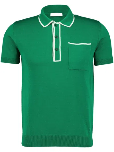 Valentino Contrast-trim Polo Shirt In Green