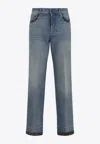 Valentino Straight-fit Denim Pants With Colorful Embellishments In Blue