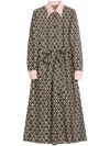 Valentino Embellished Belted Printed Silk-twill Midi Shirt Dress In Neutrals