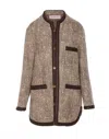 Valentino Crewneck Jacket Contrast Trim In Brown