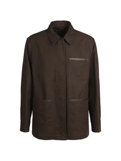 Valentino Contrasting-trim Jacket In Brown