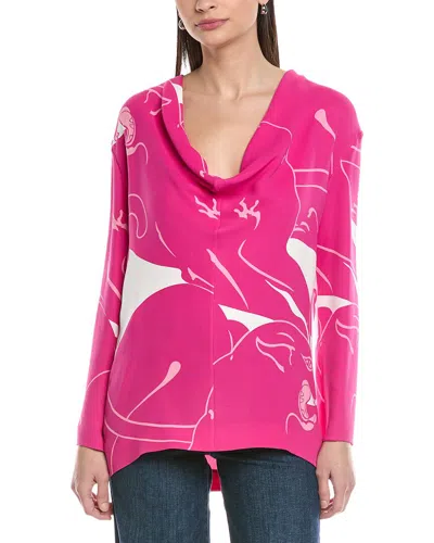 Valentino Convertible Silk Top In Pink