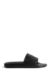 Valentino Rubber Slides With Wide Strap And Flat Sole In Black