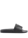 Valentino Garavani Black Sandals With Vlogo Detail On The Front In Tech Fabric Man In Black