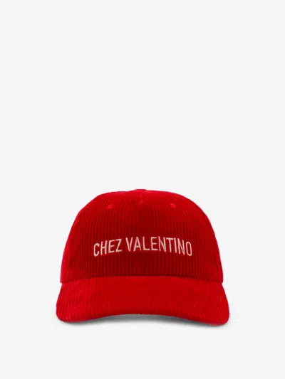 Valentino Garavani Corduroy Curved Brim Baseball Hat In Red