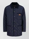 Valentino Corduroy Collar Quilted Front Pockets Jacket In Blue