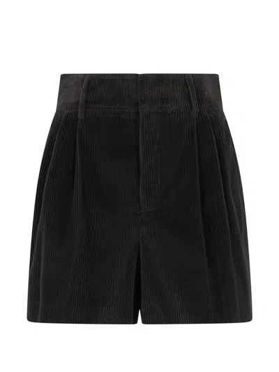 Valentino Corduroy Pleated Shorts In Black