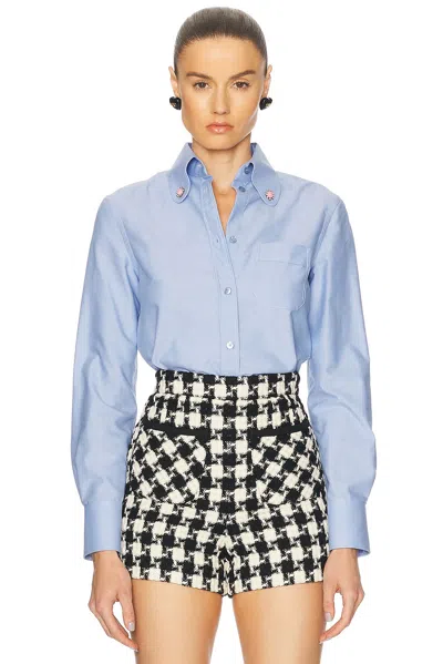 Valentino Cotone Shirt In Dark Azzurro