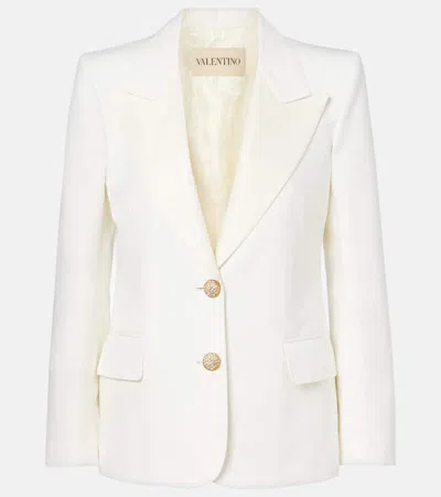 Valentino Cotton And Linen Blazer In White