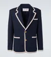 Valentino Blue Jersey Blazer With Torchon Piping In Blue