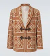 Valentino Shawl-collar Cotton And Linen-blend Jacquard Cardigan In Brown