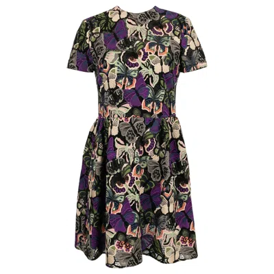 Pre-owned Valentino Cotton And Silk Butterfly Dress In Black