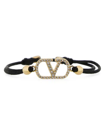 Valentino Garavani Cotton And Swarovski® Crystal Vlogo Signature Bracelet