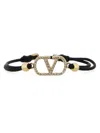 Valentino Cotton And Swarovski Crystal "vlogo Signature" Bracelet In Black