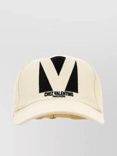 Valentino Garavani Cotton Baseball Cap Curved Brim In Yellow