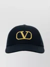 Valentino Cotton Baseball Cap Curved Brim In Black