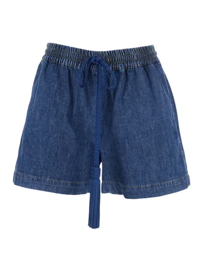 Valentino Cotton Bermuda Shorts In Blue