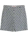 Valentino Bermuda Shorts In Cotton Poplin With All Over Toute La V Print In Grey