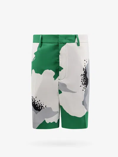 VALENTINO COTTON BERMUDA SHORTS WITH  VALENTINO FLOWER PORTRAIT PRINT
