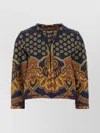 Valentino Cotton Blazer With Printed Intricate Pattern In Blue