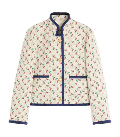 VALENTINO COTTON-BLEND CHERRY JACQUARD JACKET