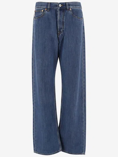 Valentino Cotton Blend Denim Jeans In Blue