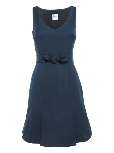 Pre-owned Valentino Cotton-blend Dress In Blue