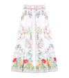 Valentino Pleated Embroidered Cotton, Linen And Silk-blend Midi Skirt