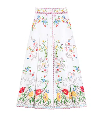 VALENTINO COTTON-BLEND EMBROIDERED MAXI SKIRT