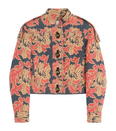 Valentino Cotton-blend Floral Jacquard Jacket In Multicolour