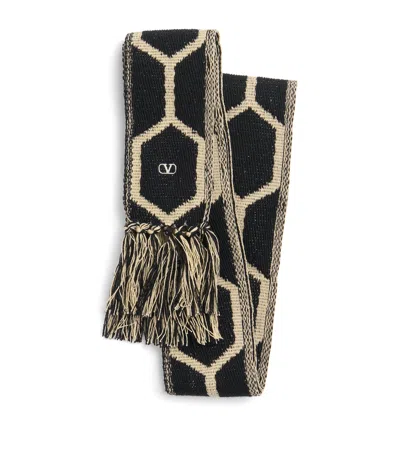 Valentino Garavani Cotton-blend Jacquard Scarf In Black