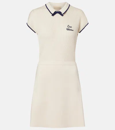 Valentino Cotton-blend Minidress In Neutral