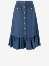 Valentino Garavani Blue Denim Cotton Skirt In Blue