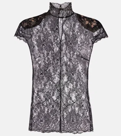 Valentino Cotton-blend Top In Black