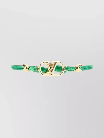 Valentino Garavani Cotton Bracelet Hardware Gold-tone In Green