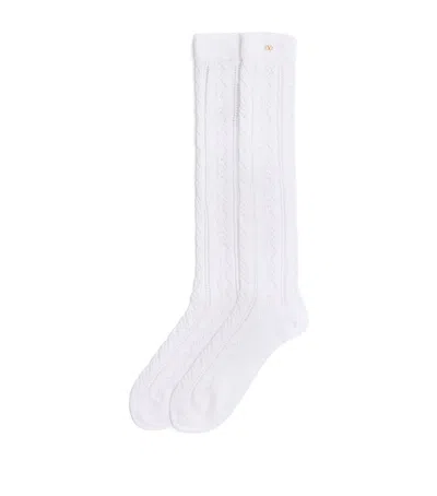 Valentino Perforated Cotton Socks For In White